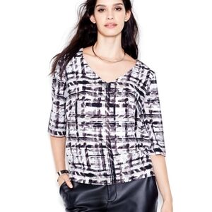 Rachel Roy All Things With Love Grey Combo 3/4 Sleeve Blouse